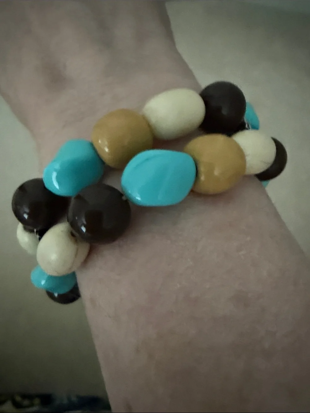 Multi-color Beaded Double Strand Stretch Bracelet